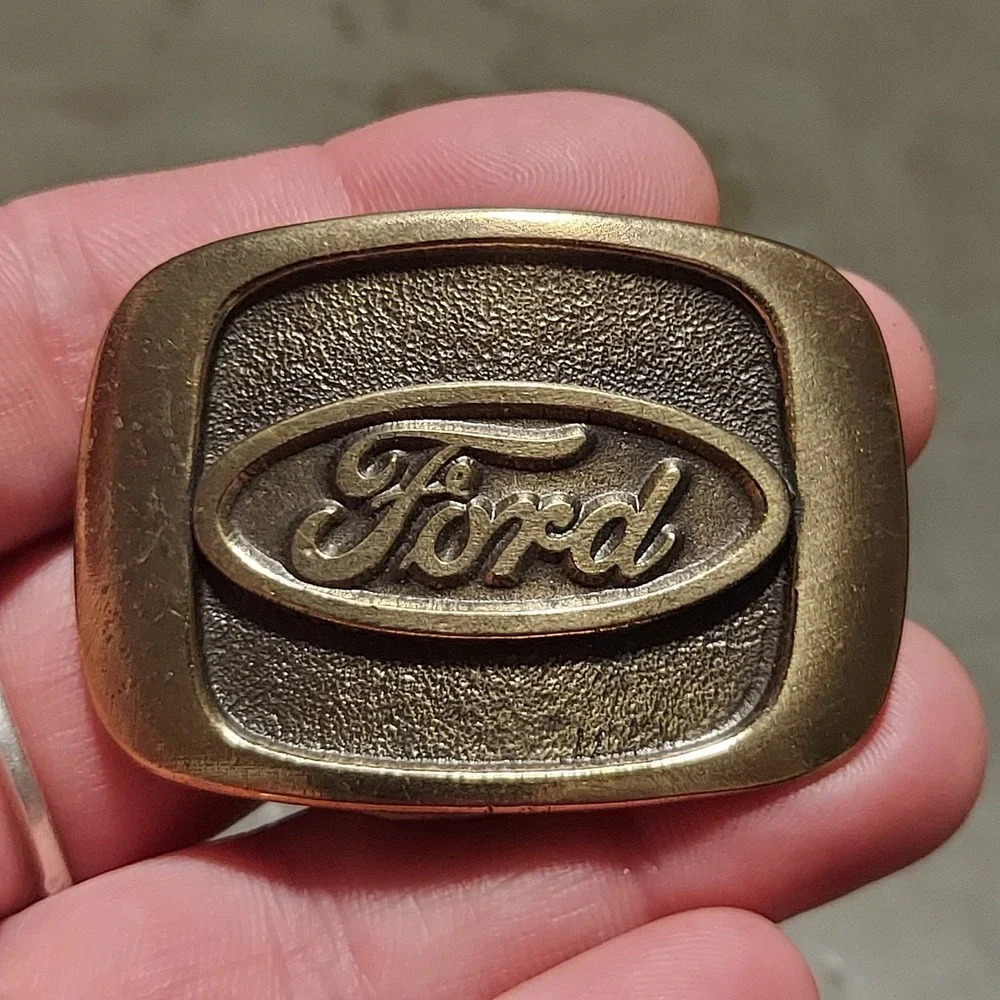 Vintage 1983 MM Limited Ford Belt Buckle Serial D1339 Bronze Metal Chicago USA